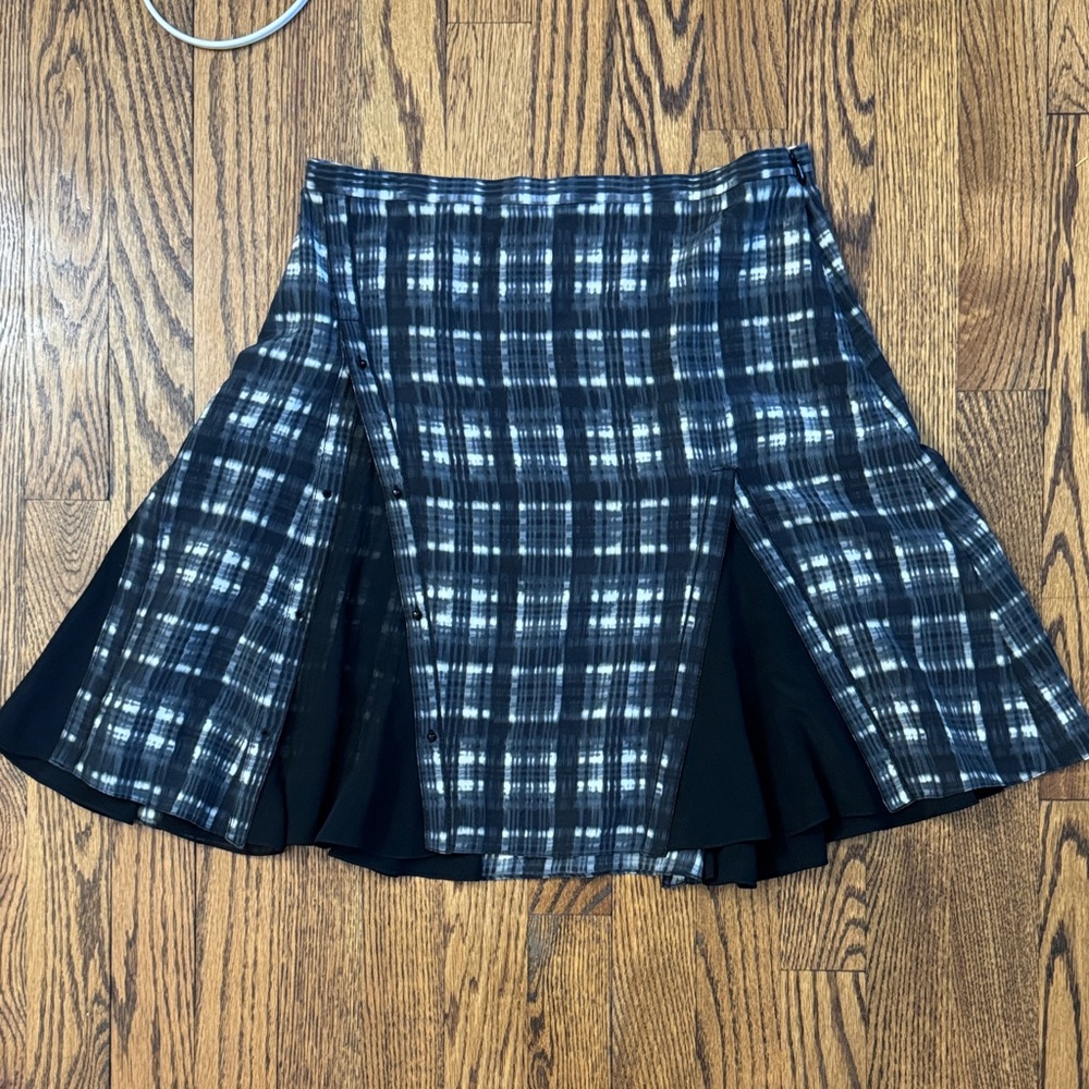 Phillip Lim 100% Silk Plaid Flowy Skirt SZ 4